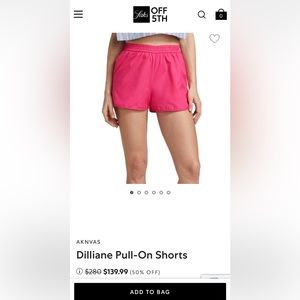 AKNVAS Dilliane pull in shorts size small in pink color New but no tags.